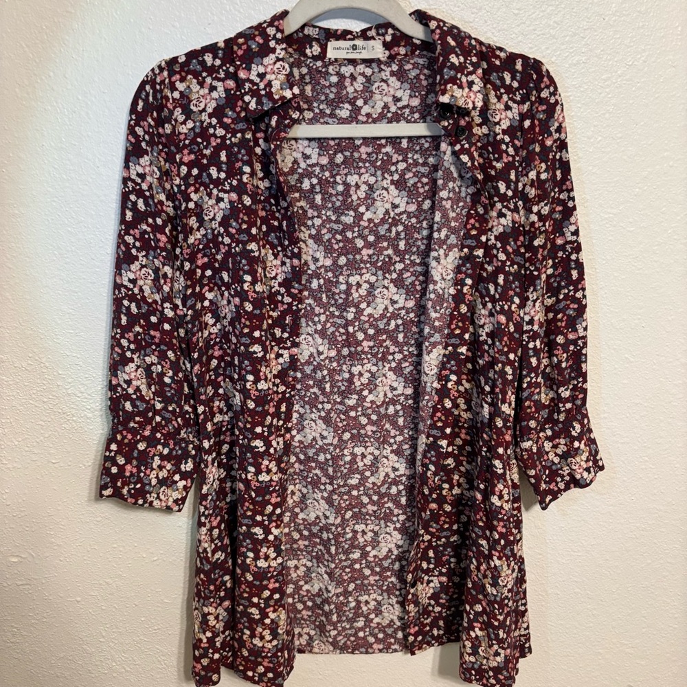 NATURAL LIFE twiggy T-shirt dress/ tunic size S burgundy